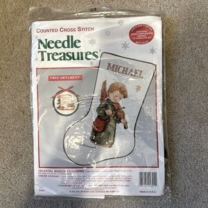 Vintage Needle Treasures Christmas Hummel  Stocking Counted Cross Stitch Kit